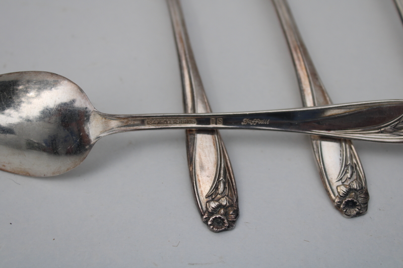 1950s vintage 1847 Rogers silver plate teaspoons, daffodil floral pattern