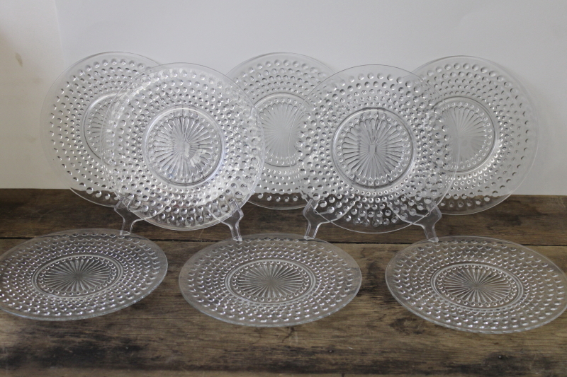 1950s vintage Anchor Hocking hobnail pattern glass tea or luncheon set for 8