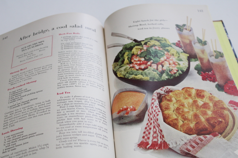 1950s vintage Better Homes  Gardens Holidays Cook Book, retro party food, themed parties