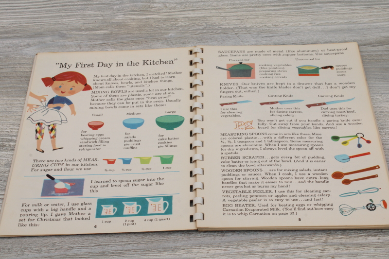 1950s vintage Carnation dairy Fun to Cook picture book, childrens cookbook
