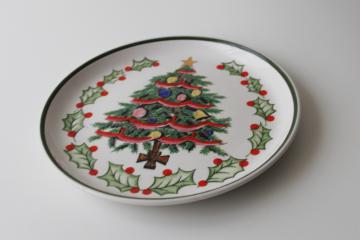 1950s vintage Geo Z Lefton Japan hand painted Christmas tree pattern center handle plate