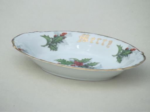 1950s vintage Merry Christmas motto china bowl, Norcrest - Japan