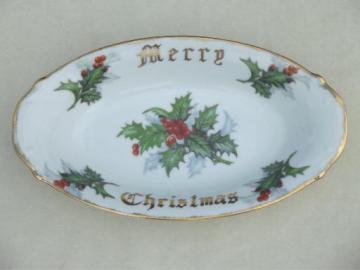 1950s vintage Merry Christmas motto china bowl, Norcrest - Japan