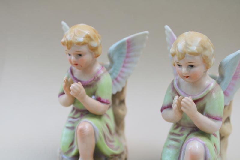 1950s vintage Napco Japan angel vases pair, cherubs or little children praying