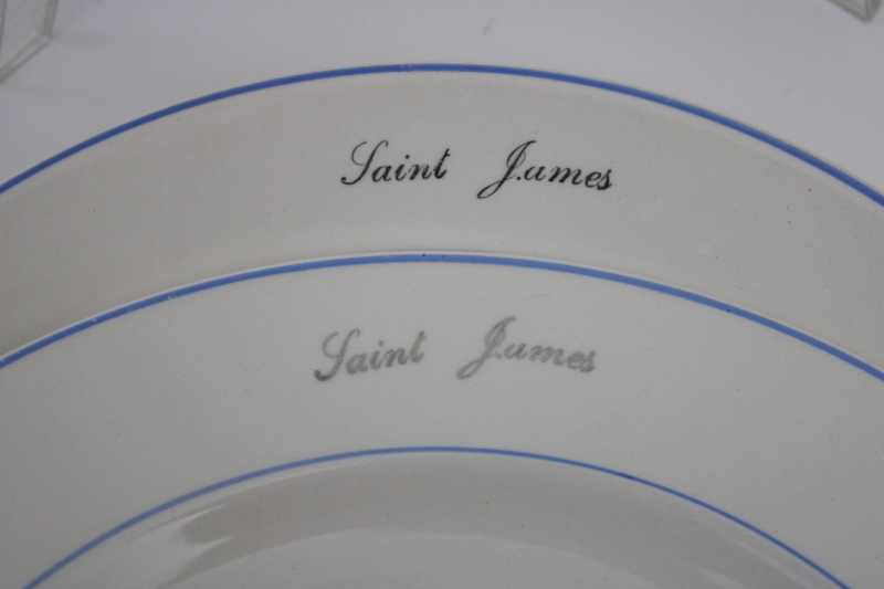 1950s vintage Saint James hotel china plates set, Salem Century art deco moderne