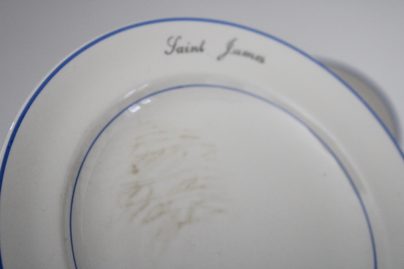 1950s vintage Saint James hotel china salad plates, Salem Century art deco moderne