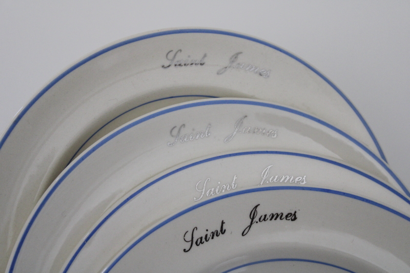 1950s vintage Saint James hotel china salad plates, Salem Century art deco moderne