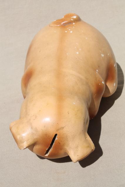 1950s vintage chalkware piggy bank, farm country county fair carnival prize pig