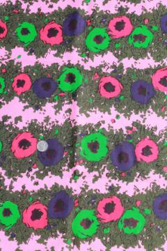 1950s vintage fabric, rose pink cotton sateen w/ floral stripe print