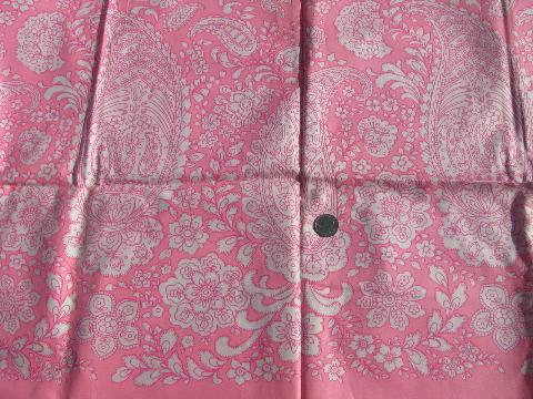 1950s vintage glazed cotton chintz fabric, pink paisley floral border print