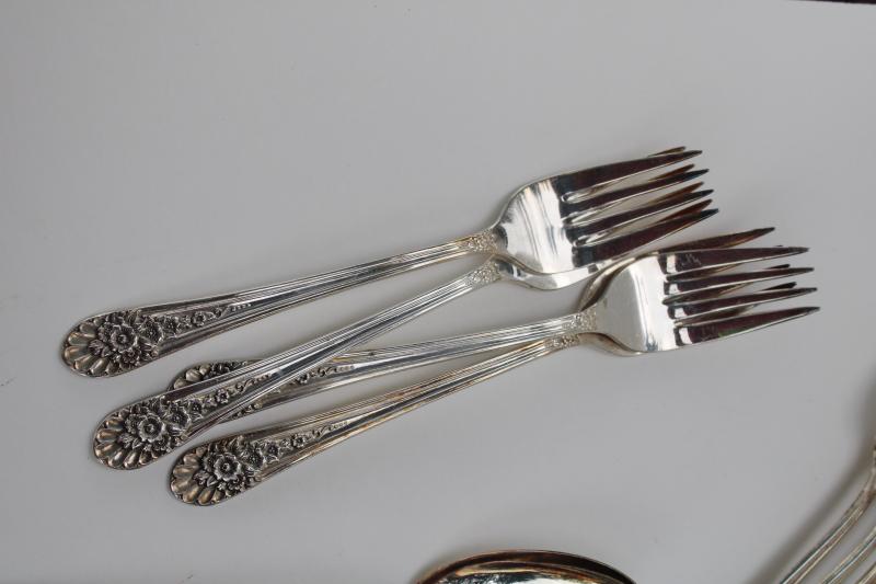 1950s vintage silverplate flatware, Jubilee pattern Wm Rogers International Silver
