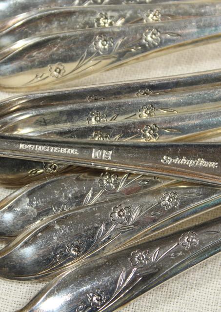 1950s vintage silverware, Springtime International Silver plate flatware service for 10