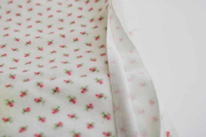 1950s vintage soft pure cotton flannel fabric baby pink rosebuds print 