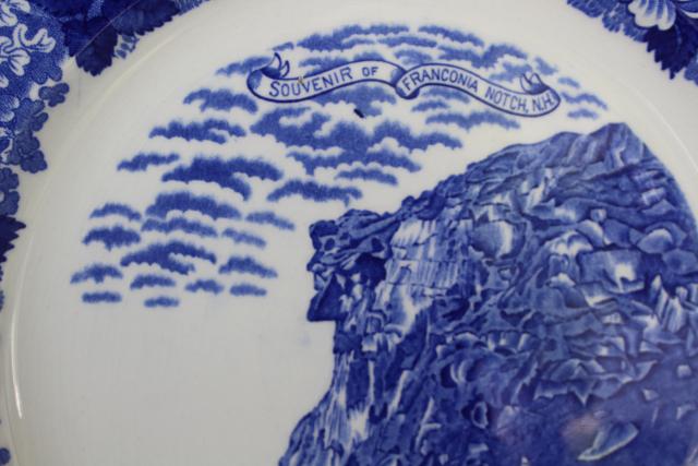 1950s vintage souvenir plate, Old Man of the Mountains rock face New Hampshire