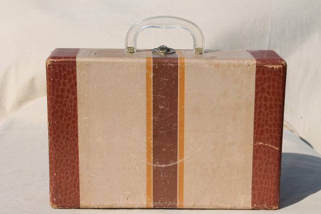 1950s vintage suitcase, child's size old school travel case for books or clothes