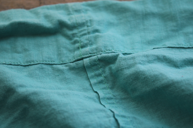 1950s vintage turquoise green solid color cotton fabric to upcycle, handmade bed cover