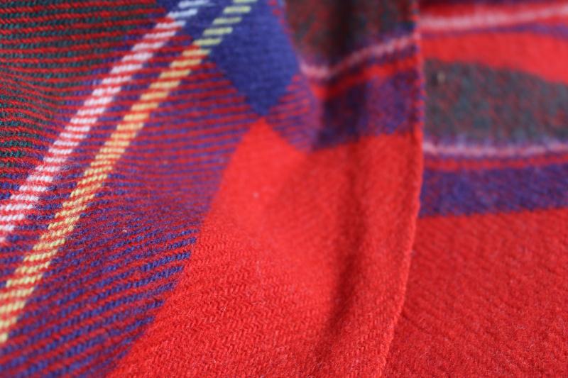 1950s vintage wool camp blanket, red tartan plaid cozy fall farmhouse cabin decor