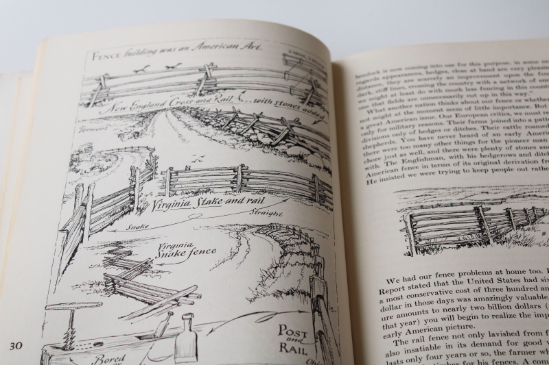 1955 Eric Sloane Our Vanishing Landscape hand lettered art drawings vintage farm buildings, fences etc