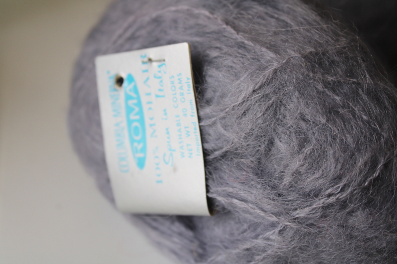 1960s vintage Italian mohair yarn, fuzzy fluffy pure wool lavender grey