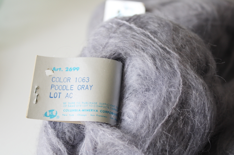 1960s vintage Italian mohair yarn, fuzzy fluffy pure wool lavender grey
