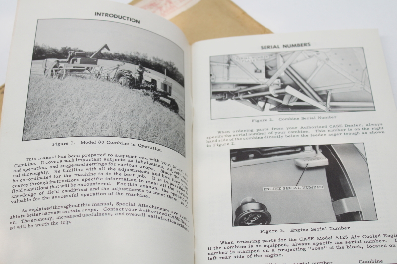 1960s vintage farm equipment manual for Case Model 80 combine Operating Instructions booklet