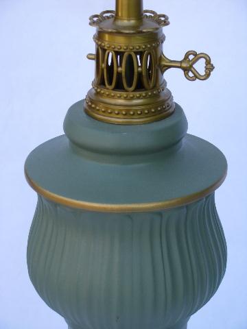 1960s vintage matte jade green ceramic table lamp, C N Burman