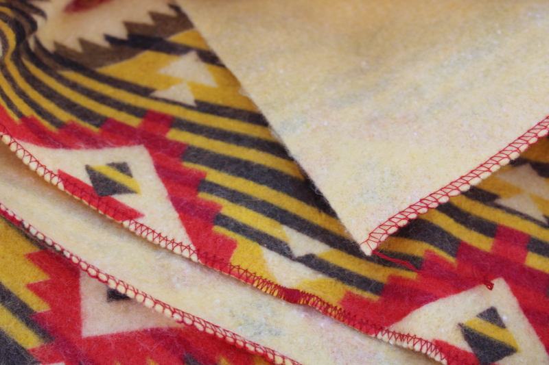1970s vintage camp blanket, Native American Indian style print southwest colors