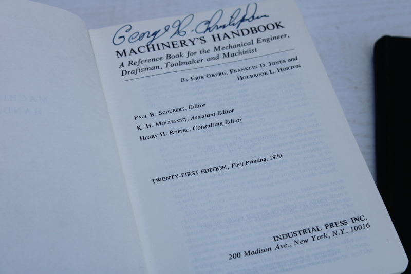 1979 vintage 21st edition Machinerys Handbook and additional book on the Use of Tables Formulas