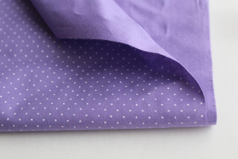 1980s 90s vintage lavender / white pin dot print cotton quilting fabric