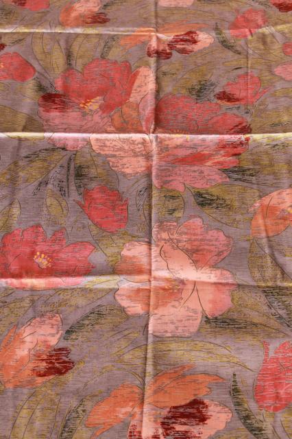 1980s vintage Lombardie French decorator fabric, blush pink floral on greige
