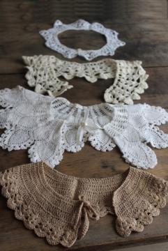 1980s vintage crochet lace collars, round peter pan collars mommy & me sizes