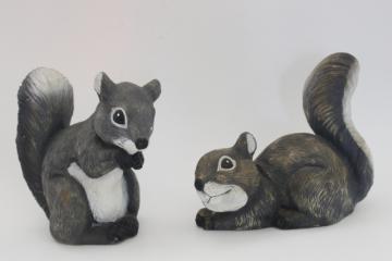 1990s vintage ArtLine plastic squirrel blow mold garden lawn ornaments pair of life size squirrels