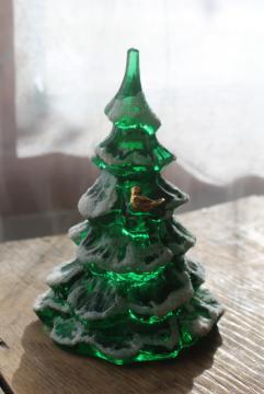 Fenton Glass Iridescent Christmas Tree with Gold Bird