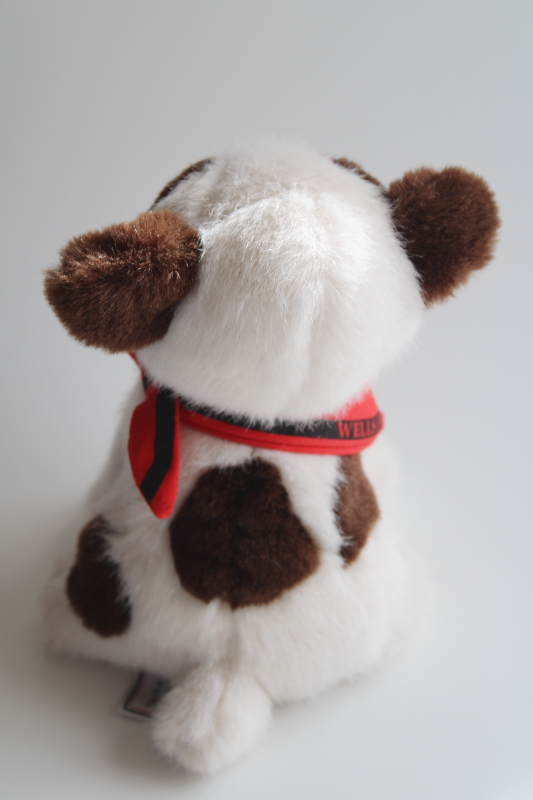 1990s vintage Jack Russell terrier plush stuffed toy dog Wells Fargo Jack puppy w/ bandana