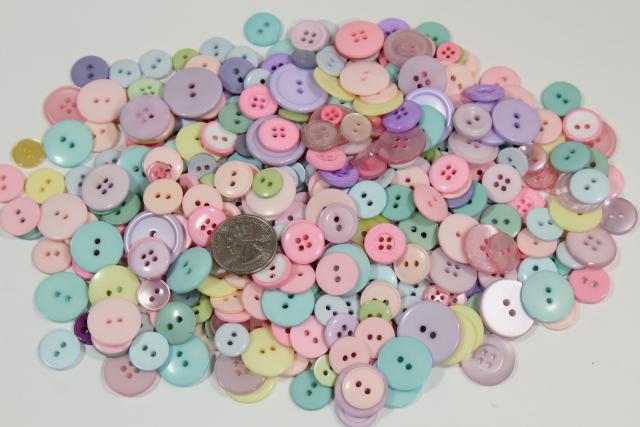 1990s vintage colorful plastic buttons, new old stock craft supplies lot
