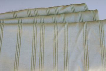 1990s vintage decorator fabric, sage green w/ satiny finish tone on tone stripe