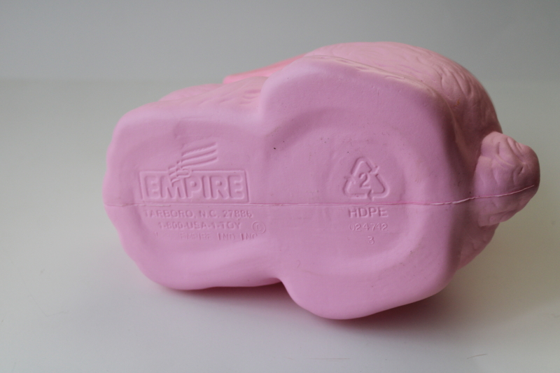 1990s vintage pink plastic bunny rabbit Easter basket, Empire blow mold