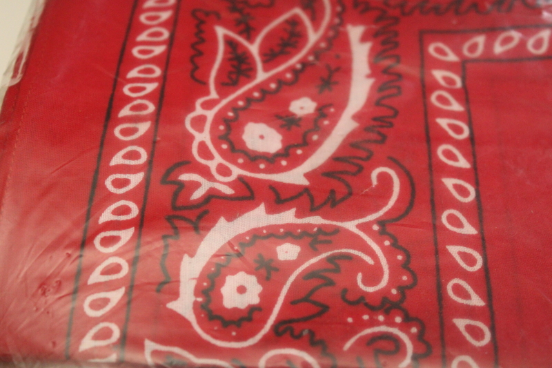 1990s vintage red cotton bandanas, scarves or extra large handkerchiefs mint in pkg