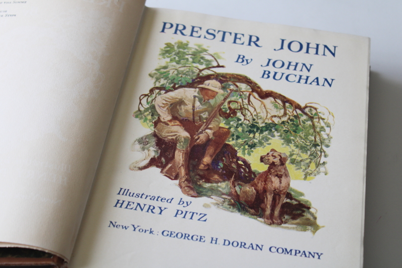 1st US edition vintage 1910 Africa adventure novel Prester John, Buchan, Henry Pitz illustrations