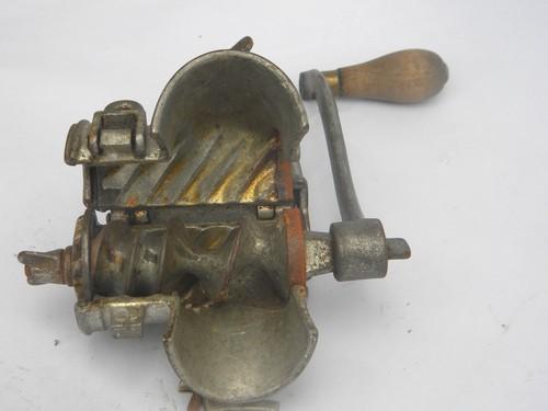 2 primitive antique food chopper meat grinders, old farm kitchen tool