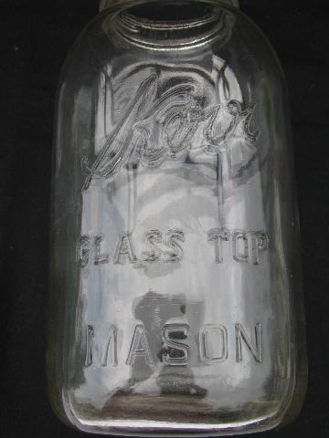 2 vintage Kerr 2 quart glass lid canning jars for storage canisters