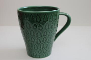 2008 Starbucks mug green glaze ceramic w/ embossed trees, Design House Stockholm
