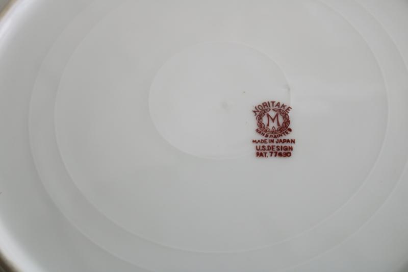 20s vintage Noritake red M mark porcelain dinner plates raised gold moriage encrusted