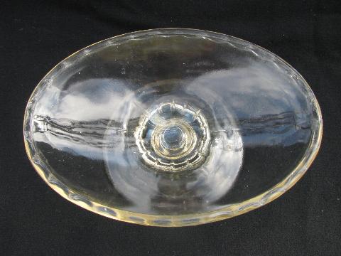 20s vintage hotel ware, footed pedestal soap dish, yellow depression glass