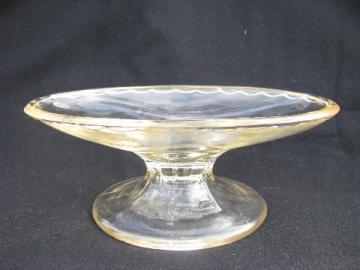 20s vintage hotel ware, footed pedestal soap dish, yellow depression glass