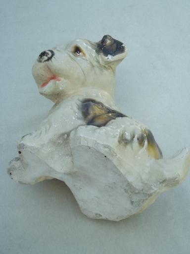 30s 40s vintage carnival chalkware prize, Scottish terrier  toy dog