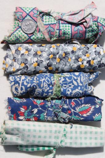 Vintage Scrap Fabric Small Pieces Various Colors Patterns Over 2 Pounds Lot