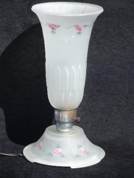 30s art deco vintage torchiere shade boudoir lamp, painted satin glass