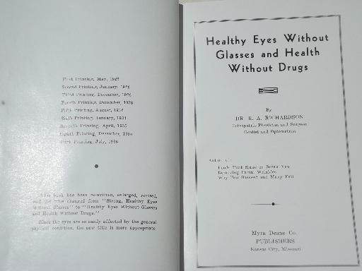 30s vintage medical book w/ eye chart, healthy eyes without glasses 