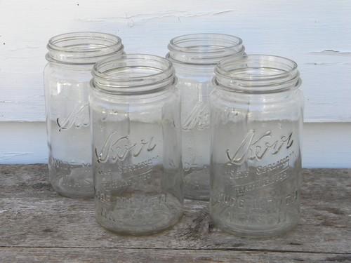 4 vintage 1 qt Kerr Self-Sealing Mason wide mouth canning jars, lot #3